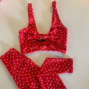 Beach Riot heart print active wear set
